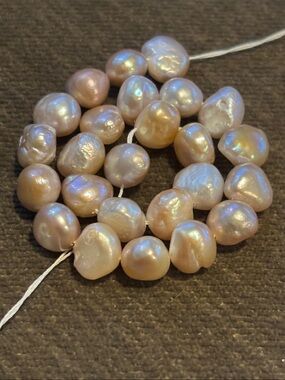 Crafting- Freshwater Baroque Pearl Strand Pastel Champagne Pink Cream 22 Count